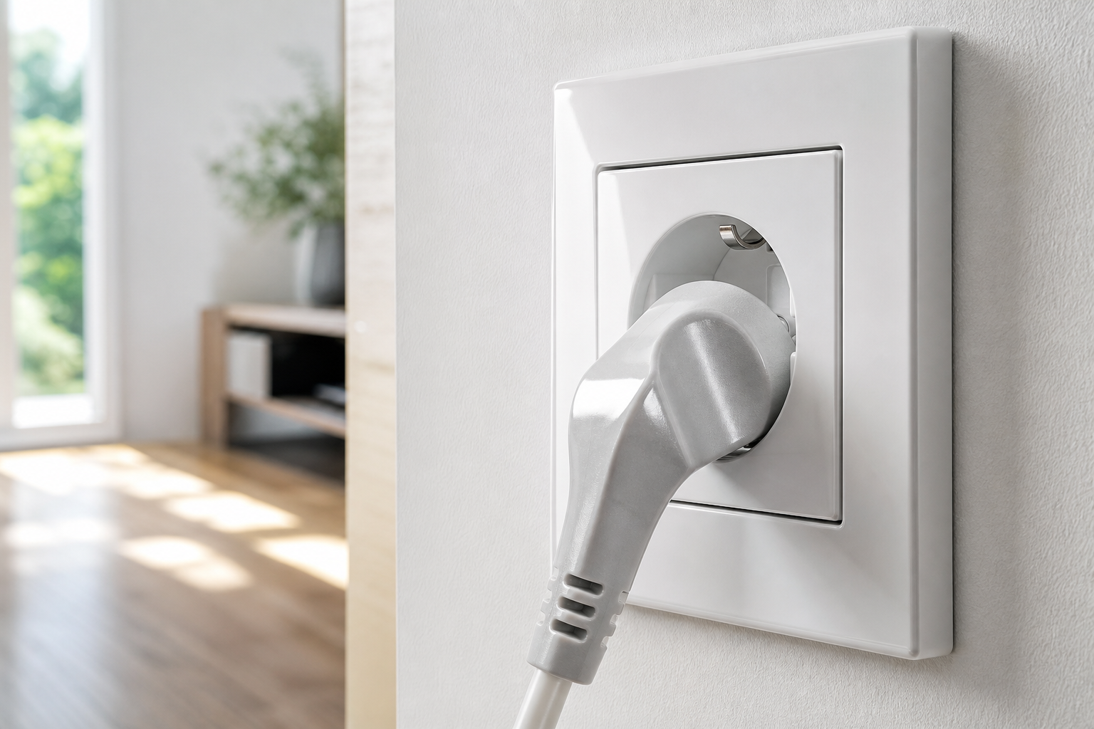 Gros plan sur une prise électrique murale dans un intérieur domestique